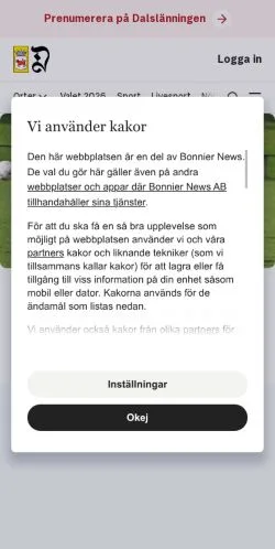 Podgląd witryny Dalslänningen, medium z kraju Szwecja do artykułów sponsorowanych