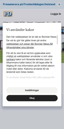 Podgląd witryny Provinstidningen, medium z kraju Szwecja do artykułów sponsorowanych