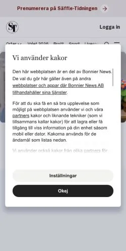 스폰서 기사용 스웨덴 매체 Saffletidningen 사이트 미리보기