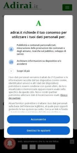 Podgląd witryny Adirai, medium z kraju Włochy do artykułów sponsorowanych