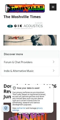 Anteprima del sito The Moshville Times, media di Regno Unito per articoli sponsorizzati