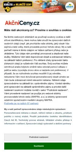 Podgląd witryny Akční Ceny, medium z kraju Czechy do artykułów sponsorowanych