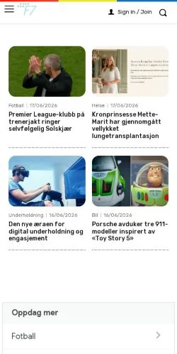 Preview of the F7 website, a media outlet in Norway for sponsored articles