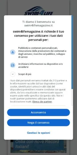 Anteprima del sito Swim4Life Magazine, media di Italia per articoli sponsorizzati