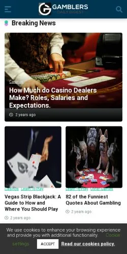 Aperçu du site Gamblers Daily Digest, média de États-Unis pour articles sponsorisés