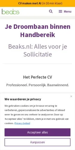 Pré-visualização do site Beaks, meio de Países Baixos para artigos patrocinados