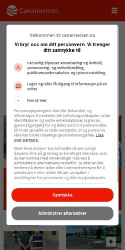 Anteprima del sito Canariavisen, media di Norvegia per articoli sponsorizzati