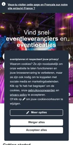 Preview of the Eventplanner website, a media outlet in Netherlands for sponsored articles