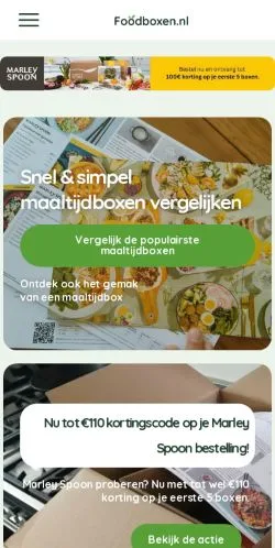Anteprima del sito Foodboxen, media di Paesi Bassi per articoli sponsorizzati