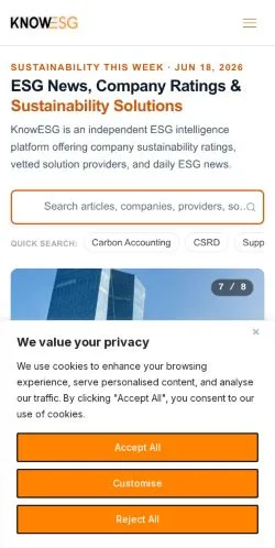 Voorbeeld van de site KnowESG, medium uit Verenigde Staten voor gesponsorde artikelen