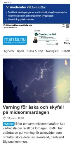Vorschau der Website Märsta, Medium aus Schweden für gesponserte Artikel