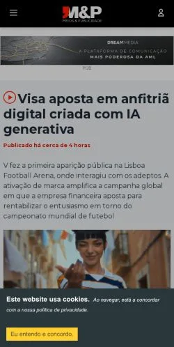 Anteprima del sito Meiosepublicidade, media di Portogallo per articoli sponsorizzati