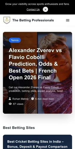 Anteprima del sito The Betting Professionals, media di Stati Uniti per articoli sponsorizzati