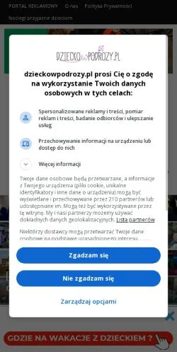 Anteprima del sito Dziecko W Podróży, media di Polonia per articoli sponsorizzati