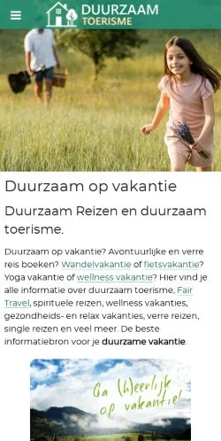 Anteprima del sito Duurzaam Op Vakantie, media di Paesi Bassi per articoli sponsorizzati