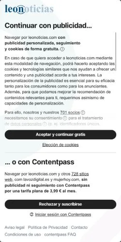 스폰서 기사용 스페인 매체 Leonoticias 사이트 미리보기