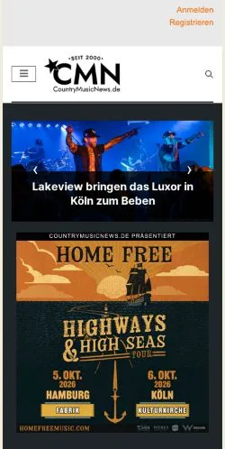Anteprima del sito Country Music News, media di Germania per articoli sponsorizzati