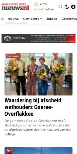 Anteprima del sito Goeree-Overflakkee Nieuws, media di Paesi Bassi per articoli sponsorizzati