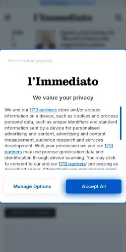 Anteprima del sito L'Immediato, media di Italia per articoli sponsorizzati