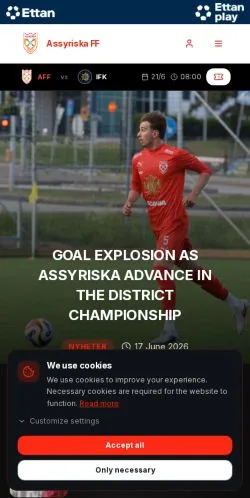 Anteprima del sito Assyriska FF, media di Svezia per articoli sponsorizzati