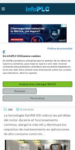 Vista previa del sitio infoPLC, medio de España para artículos patrocinados