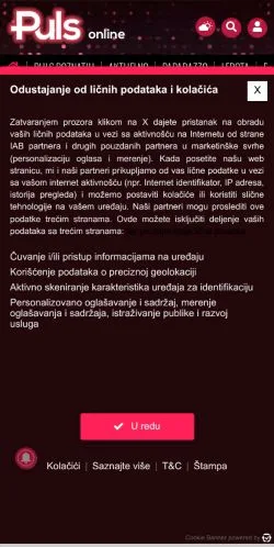 Anteprima del sito Puls Online, media di Serbia per articoli sponsorizzati