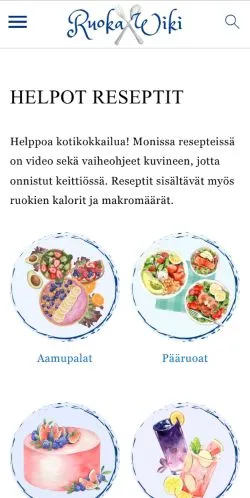 스폰서 기사용 핀란드 매체 Ruokawiki 사이트 미리보기