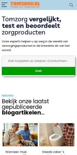 Preview of the Tomzorg website, a media outlet in Netherlands for sponsored articles