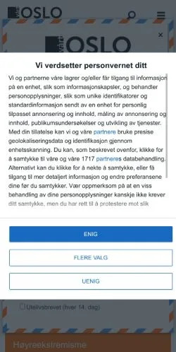 Anteprima del sito VartOslo, media di Norvegia per articoli sponsorizzati
