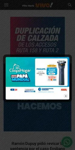 Anteprima del sito Villa María Vivo, media di Spagna per articoli sponsorizzati