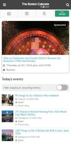 Anteprima del sito The Boston Calendar, media di Stati Uniti per articoli sponsorizzati