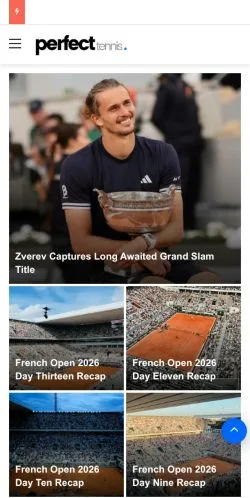 Anteprima del sito Perfect Tennis, media di Stati Uniti per articoli sponsorizzati