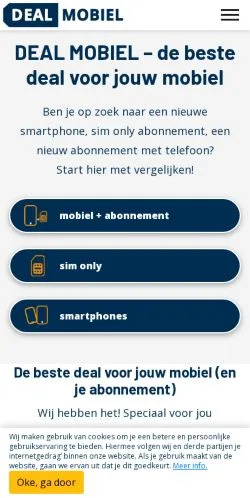 Podgląd witryny Dealmobiel, medium z kraju Holandia do artykułów sponsorowanych