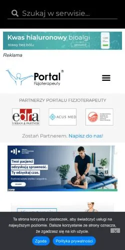 Anteprima del sito Portal Fizjoterapeuty, media di Polonia per articoli sponsorizzati