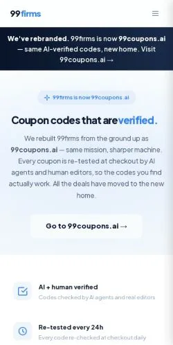 Pré-visualização do site 99coupons, meio de Estados Unidos para artigos patrocinados
