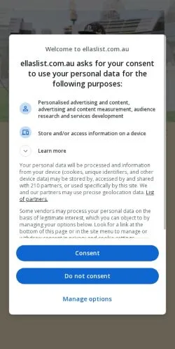Anteprima del sito Ellaslist, media di Australia per articoli sponsorizzati