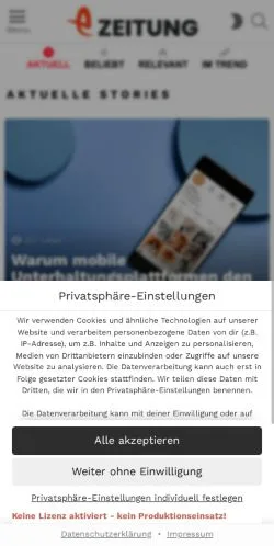 Anteprima del sito eZeitung, media di Austria per articoli sponsorizzati