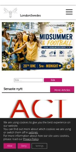 Podgląd witryny London Svenskar, medium z kraju Stany Zjednoczone do artykułów sponsorowanych