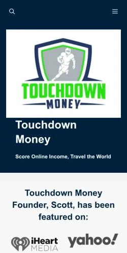 Preview of the Touchdown Money website, a media outlet in United States for sponsored articles
