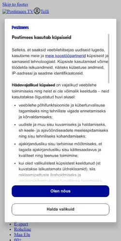 Anteprima del sito Postimees TV, media di Estonia per articoli sponsorizzati