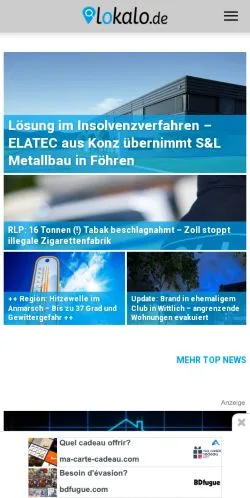 Anteprima del sito Lokalo, media di Germania per articoli sponsorizzati