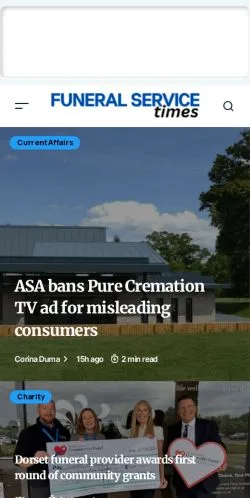 Anteprima del sito Funeral Service Times, media di Regno Unito per articoli sponsorizzati