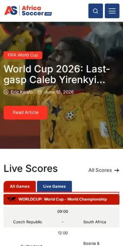 Anteprima del sito African Football, media di Stati Uniti per articoli sponsorizzati