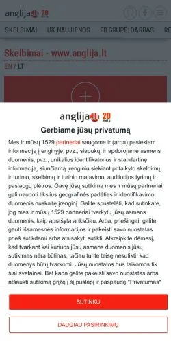 Podgląd witryny Anglija, medium z kraju Litwa do artykułów sponsorowanych