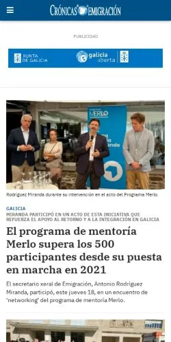 Vista previa del sitio Crónicas de la Emigración, medio de España para artículos patrocinados