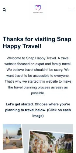 Anteprima del sito Snap Happy Travel, media di Stati Uniti per articoli sponsorizzati