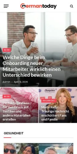 Anteprima del sito The German Today, media di Germania per articoli sponsorizzati