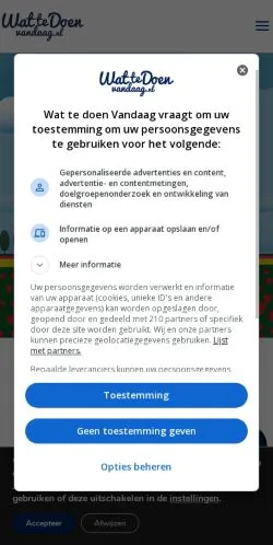 Anteprima del sito Wat Te Doen Vandaag, media di Paesi Bassi per articoli sponsorizzati
