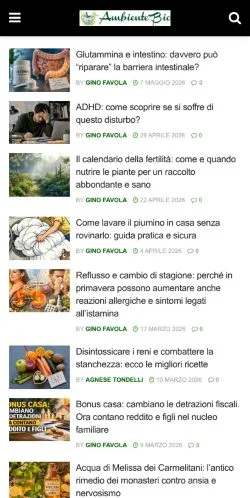 Voorbeeld van de site Ambiente Bio, medium uit Italië voor gesponsorde artikelen