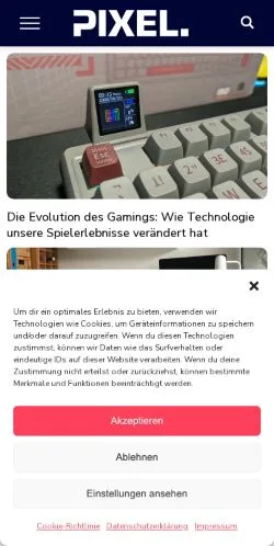 스폰서 기사용 독일 매체 Willkommen bei www.pixel-magazin.de 사이트 미리보기
